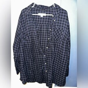 Ava & Viv Blue and Black Plaid Shirt